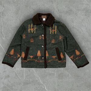 VTG Pendleton Womens Petite Southwestern Birds Trees Wool Blend Jacket Coat USA